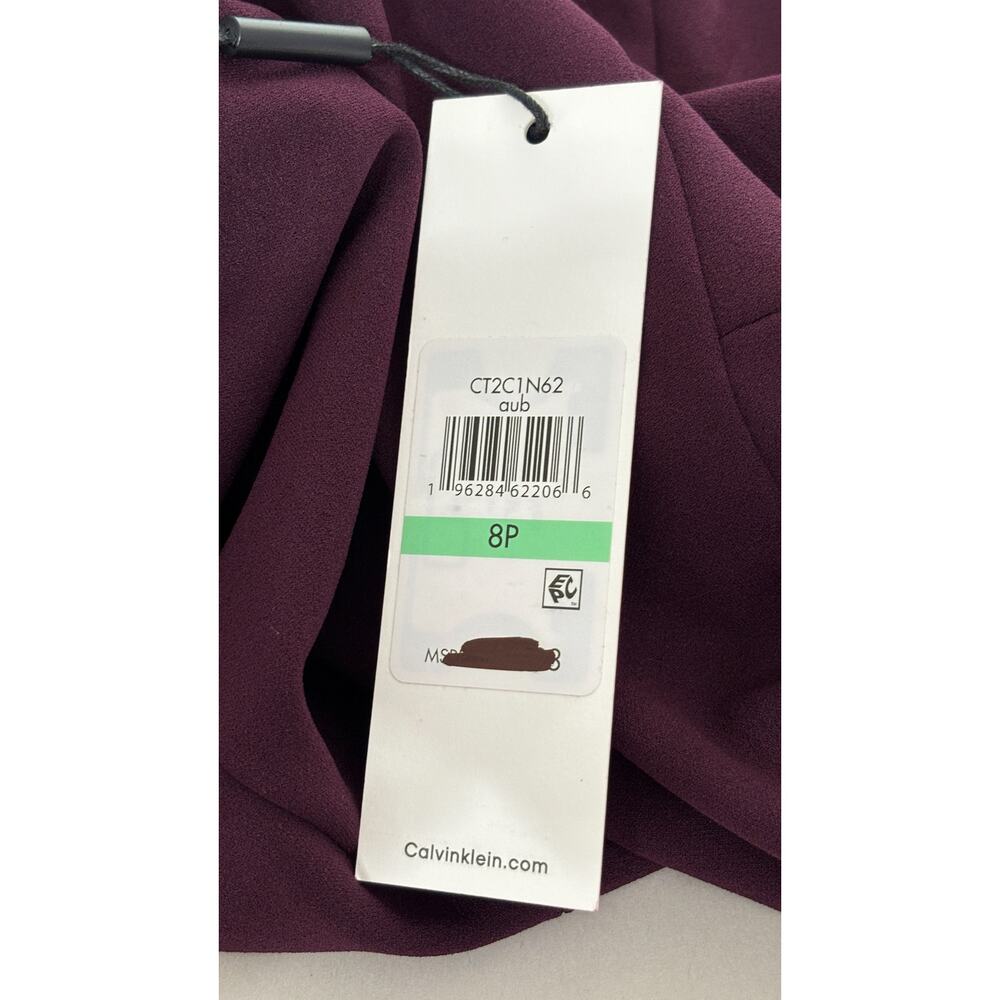 Calvin Klein Bow Neck Sheath Dress Womens Size 8 Petite New Aubergine Sleeveless - Picture 10 of 12